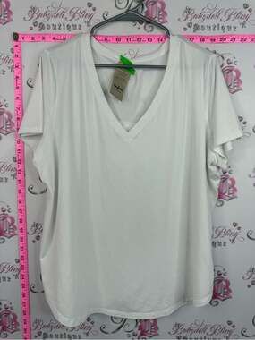 Hyba T-shirt Women's White V-Neck Short Sleeve Tee
